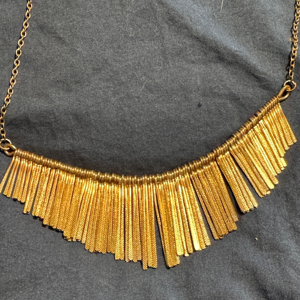 Elegant Gold Fringe Necklace - Picture 2 of 2